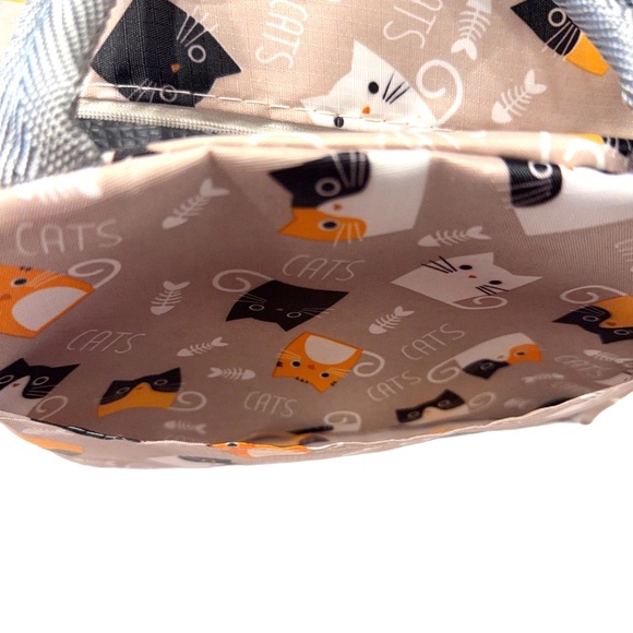 Insulated Kitty Cat Lunch Bag Tropical Container School Work Travel Picnic Light - Picture 8 of 14